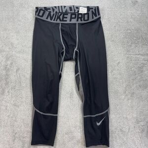 Nike Pro Dri Fit Compression Tights Mens L Black Gray Stretch Athletic